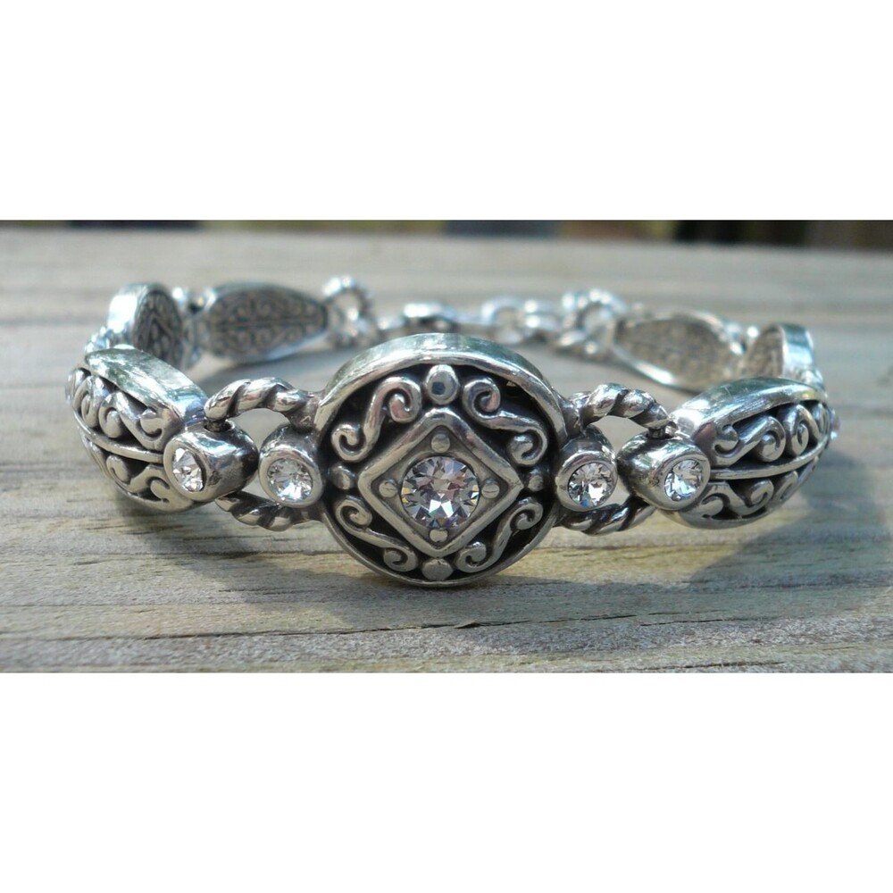 Vintage Brighton Swarovski Crystal Bracelet Silver 7.5" to 8.5"